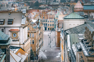 Historic streets and market square in Poznań