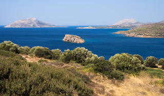 Aegean Sea and islands viewed from Cape Sounion, Greece